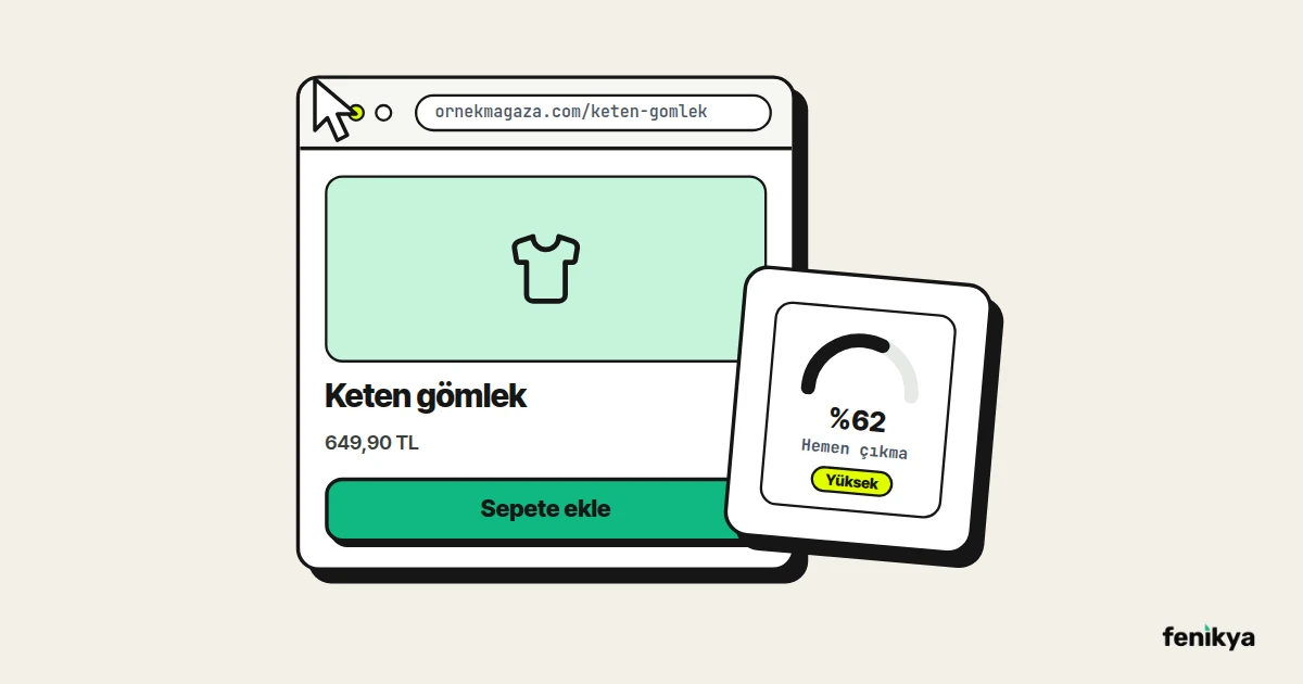 Ürün sayfasından hemen çıkan ziyaretçiyi ve hemen çıkma oranı göstergesini gösteren çizim