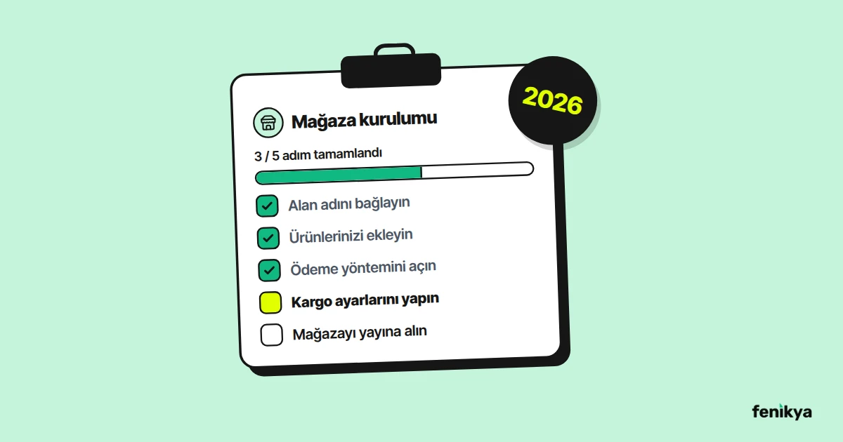 Mağaza açılış adımlarının işaretlendiği yapılacaklar listesi çizimi