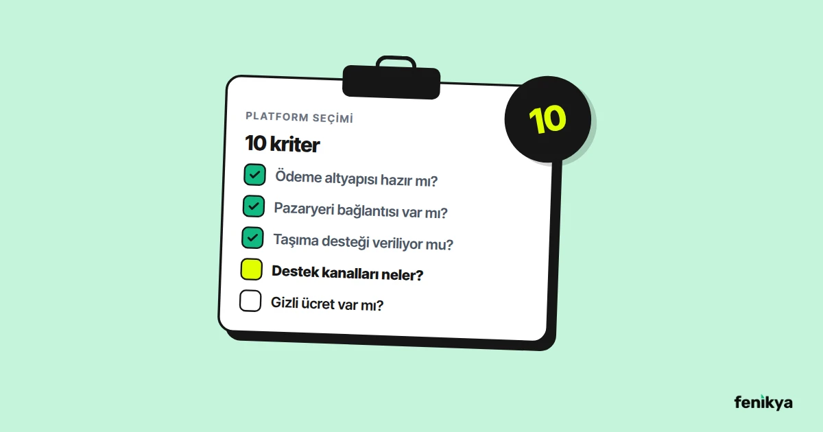 Platform seçim kriterlerinin işaretlendiği kontrol listesi çizimi