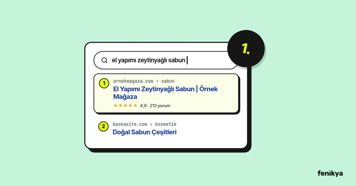 Arama sonuçlarında ilk sırada çıkan mağaza sayfası çizimi