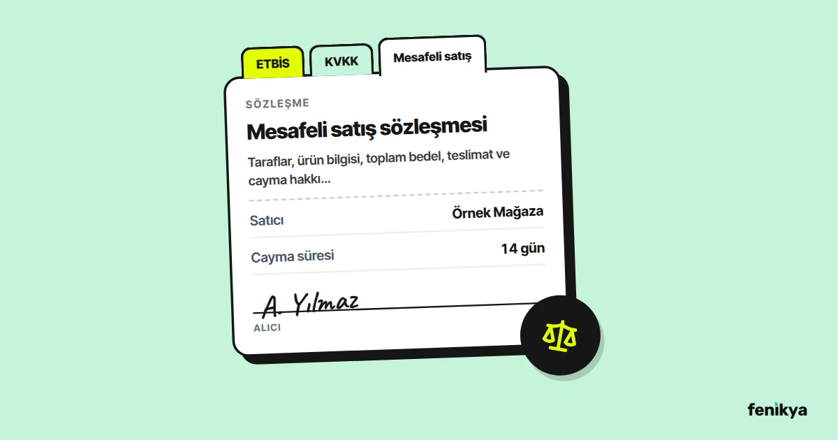 ETBİS, KVKK ve mesafeli satış sekmeli sözleşme dosyası çizimi