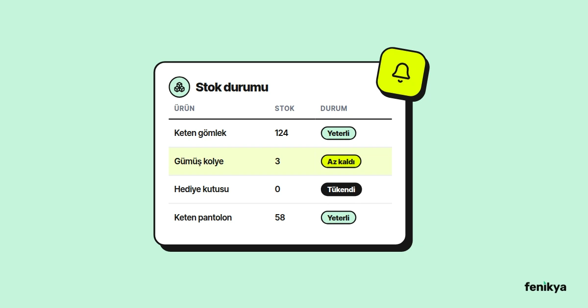 Stok seviyesi azalan ürünleri işaretleyen stok tablosu çizimi