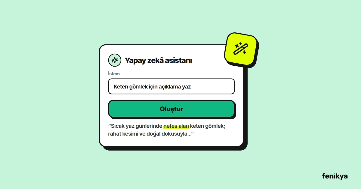 Yapay zekânın ürün açıklaması yazdığı istem kutusu çizimi