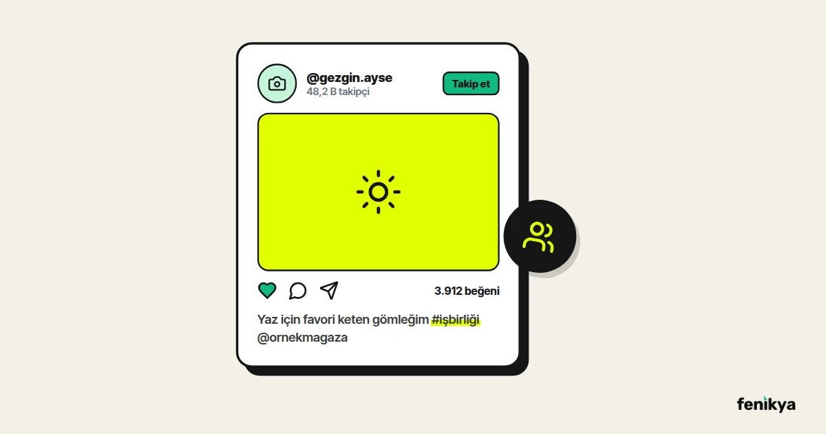 #işbirliği etiketli influencer gönderisi çizimi