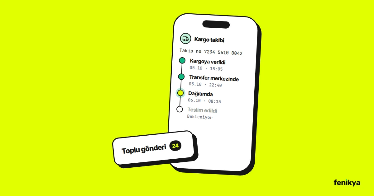 Gönderinin adım adım izlendiği kargo takip ekranı çizimi
