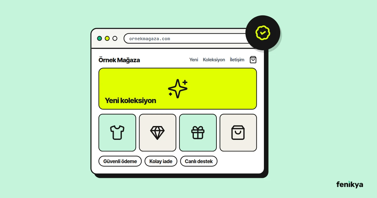Düzenli menüsü ve ürün vitrini olan profesyonel mağaza sitesi çizimi