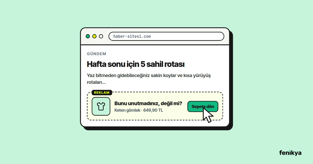 Daha önce bakılan ürünü yeniden gösteren reklam alanı çizimi