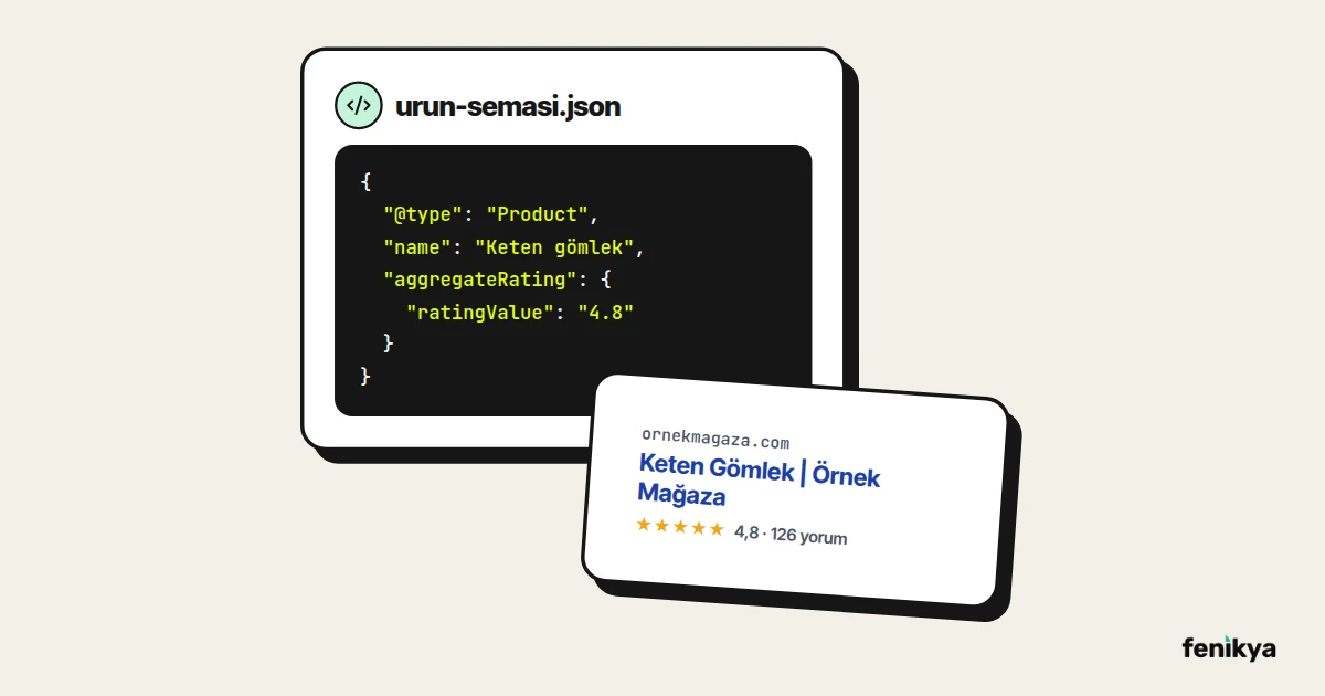 Ürün şeması JSON-LD kodu ve yıldızlı arama sonucu çizimi