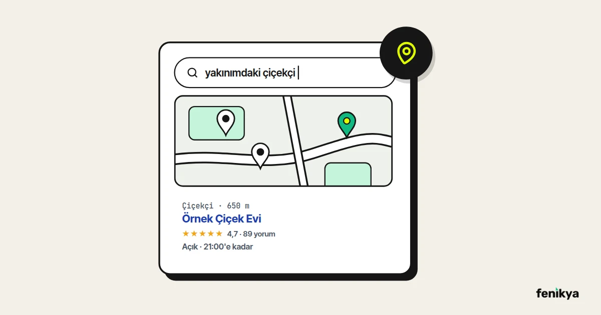 Yakınımdaki araması için harita ve yerel işletme sonucu çizimi