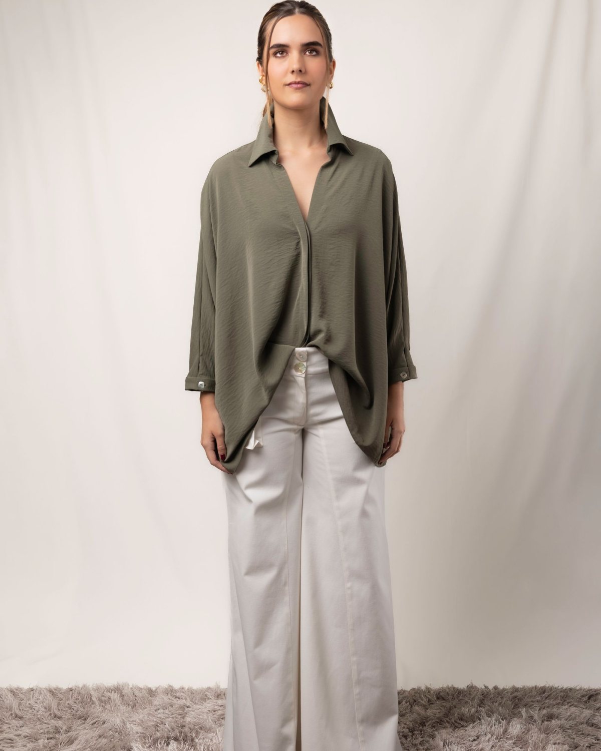 Xaki oversize köynək